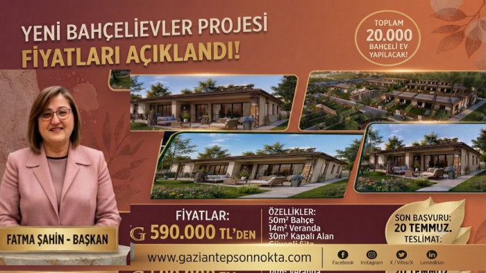 Gaziantep'te Yeni Bahçelievler Projesi'nde Fiyatlar Açıklandı: Başvurular Yarın Başlıyor