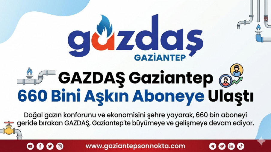 GAZDAŞ Gaziantep 660 Bini Aşkın Aboneye Ulaştı