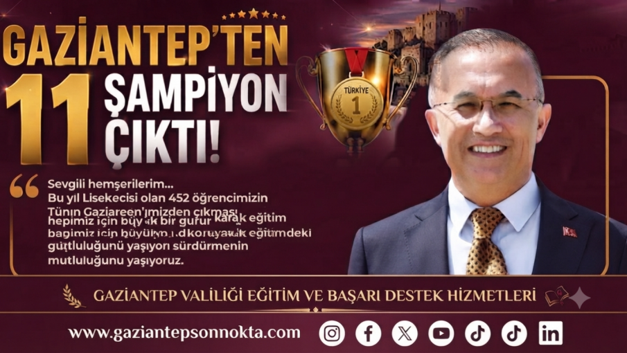 Vali Kemal Çeber Duyurdu: Gaziantep'ten 11 LGS Şampiyonu