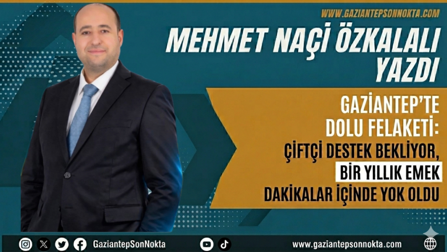 GAZİANTEP'TE DOLU FELAKETİ:  ÇİFTÇİ DESTEK BEKLİYOR, BİR YILLIK EMEK DAKİKALAR İÇİNDE YOK OLDU