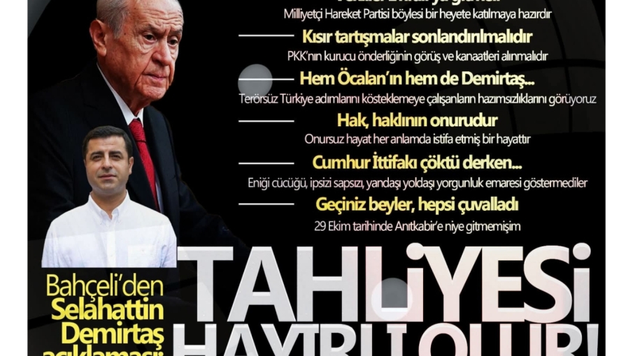MHP lideri Bahçeli: Demirtaş'ın tahliyesi hayırlı olur!
