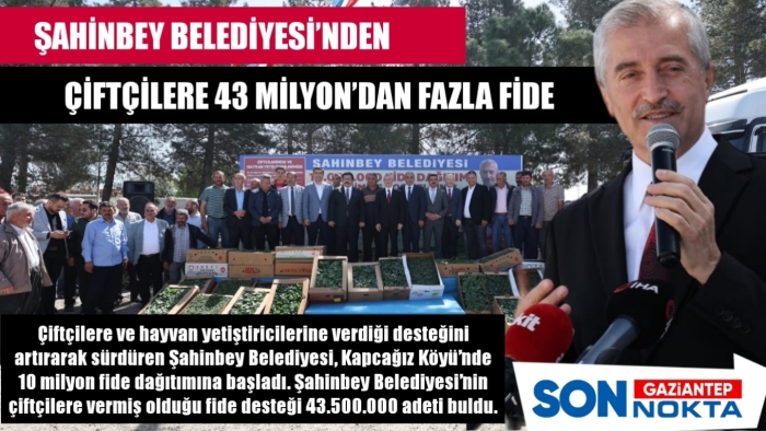 ŞAHİNBEY BELEDİYESİ’NDEN ÇİFTÇİLERE 43 MİLYON’DAN FAZLA FİDE