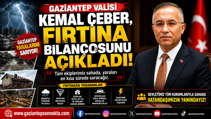 Gaziantep Valisi Kemal Çeber, fırtına bilançosunu açıkladı